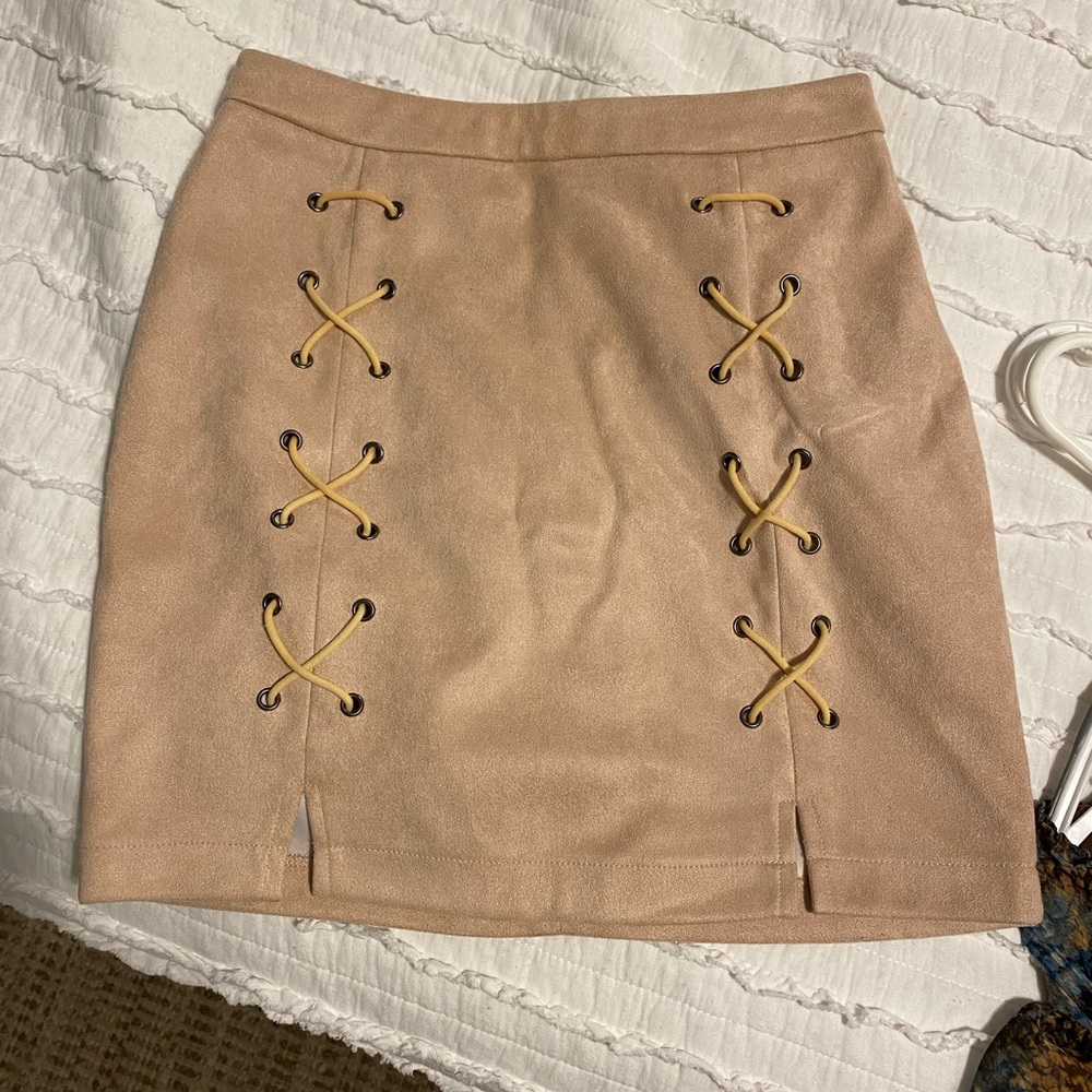 Pink suade mini skirt